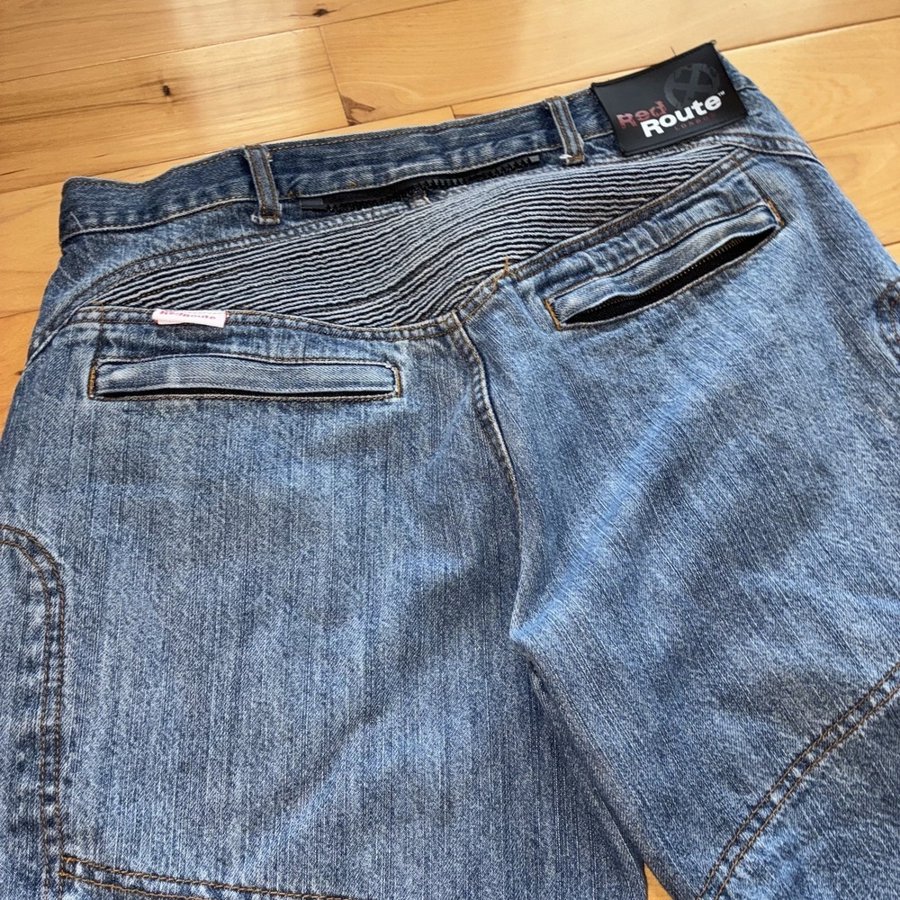 Red Route Mens Motorcycle Jeans Blue 34x32 Made With Kevlar Riding Denim Pockets - Picture 12 of 12